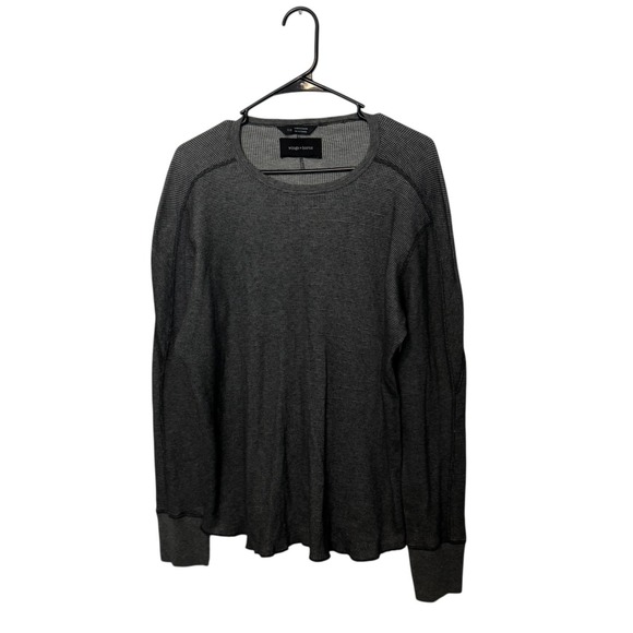 Wings & Horns Shirt Mens Large Gray Waffle Knit Thermal Long Sleeve Canada - Picture 1 of 6